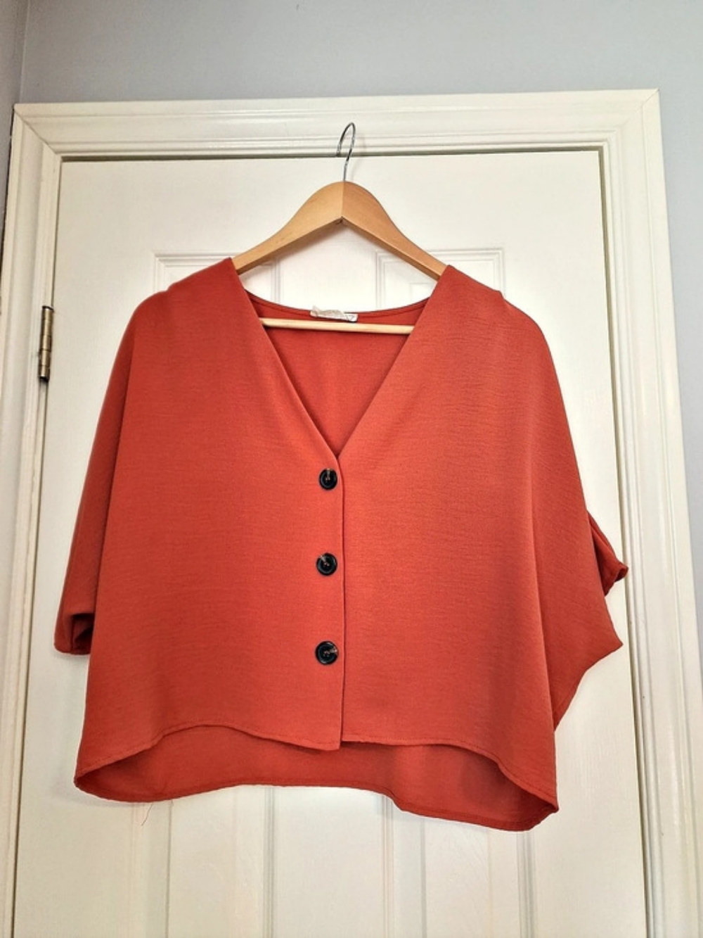 SAGE Short Sleeve Blouse in Burnt Orange Size Medium